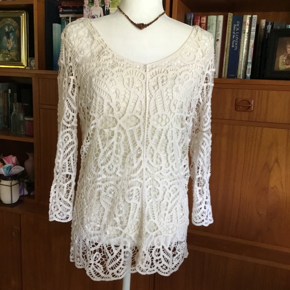 GRAND & GREENE CROCHETED TUNIC WITH ATTACHED TANK